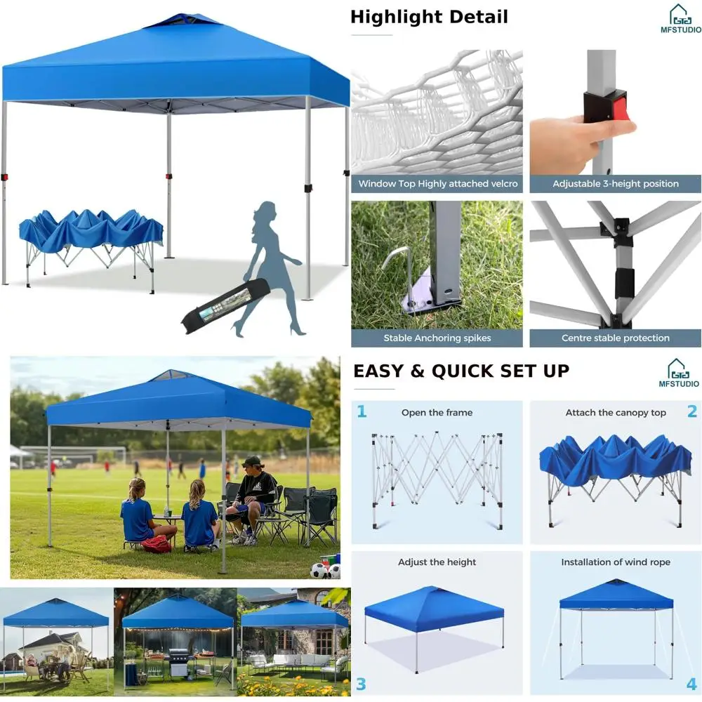 

Waterproof 10x10 Pop-Up Canopy Tent, Portable Gazebo Shelter, Sun Shade for Outdoor Patio, Ideal for Beach and Park Events