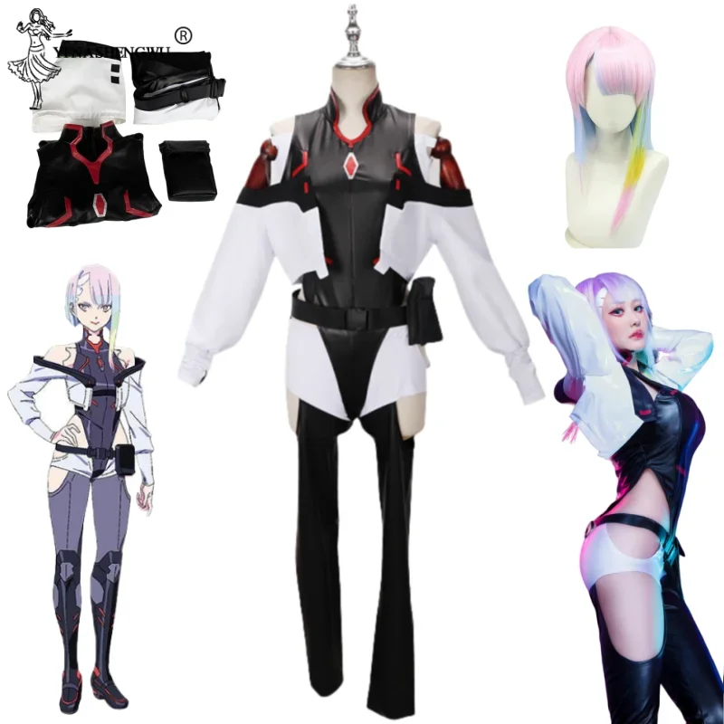 Gioco Cyberpunk Lucy Costume Cosplay Anime edgerunner donne Sexy tuta tuta Lucy parrucca gioco di ruolo uniforme vestiti di Halloween