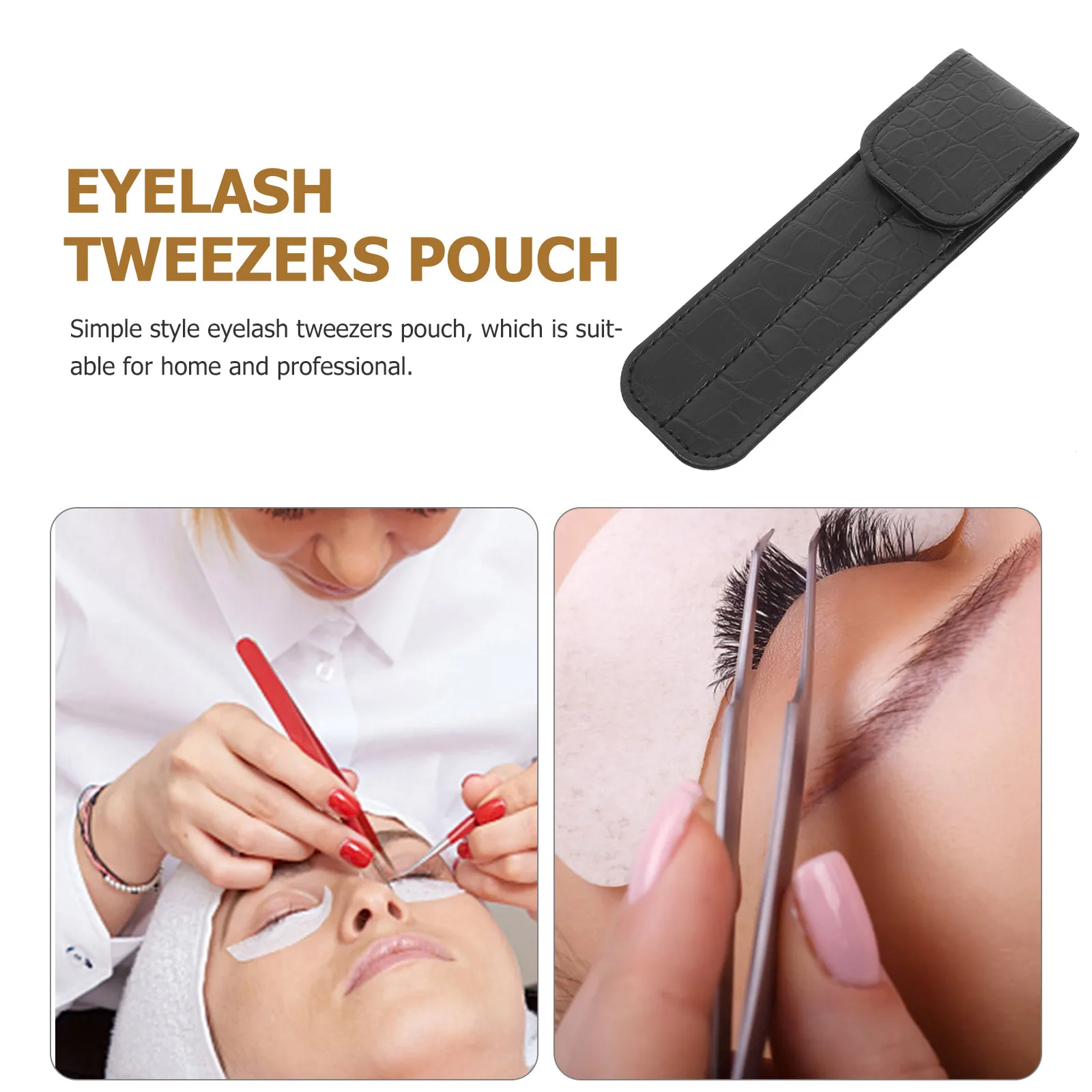 Estojo de Pinça PU para Extensões de Cílios com Fecho Magnético, Mantém os Ferramentas Seguras, Design Compacto, Ideal para Armazenamento em Viagens