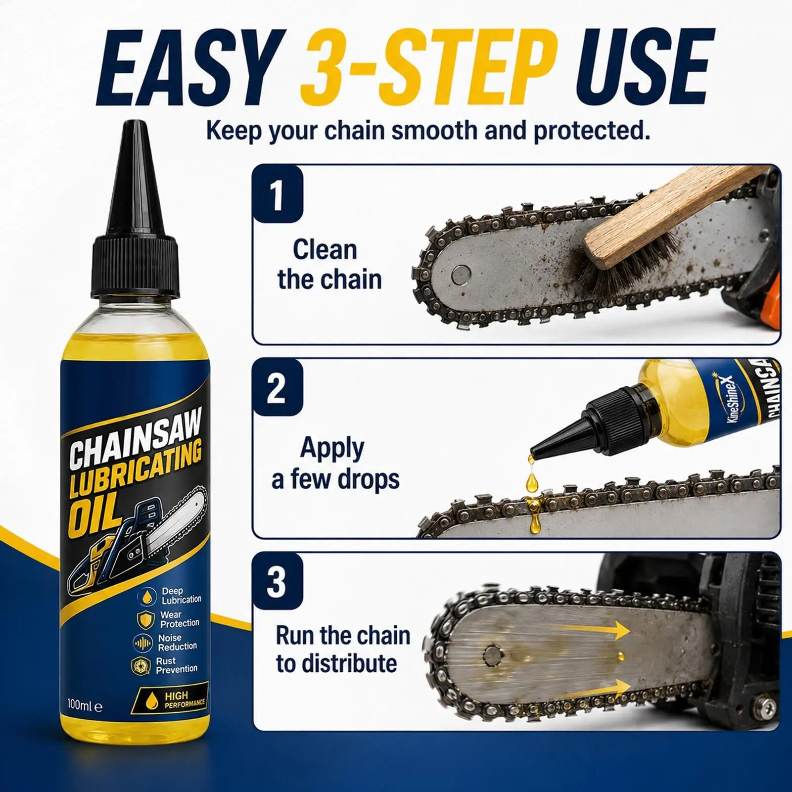 Chainsaw Oil 100ml Saw Bar Chain Lubricant Anti Rust Chainsaw Oil for Home Industry Construction Outdoor Workshop Farm Ranch