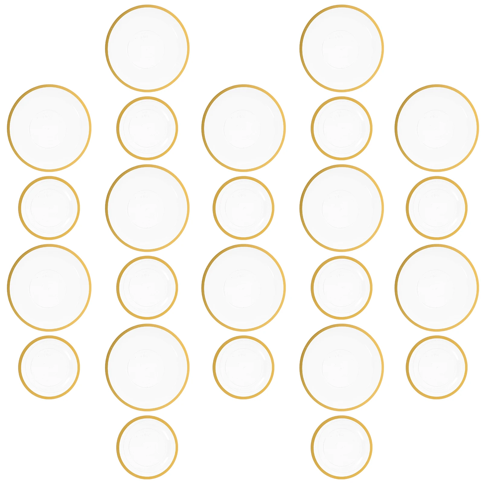 

24 Pcs Transparent Gold-edged Plastic Tray Clear Serving Dishes Single Fruit Holder Trays Appetizer Plates Dinner Banquet