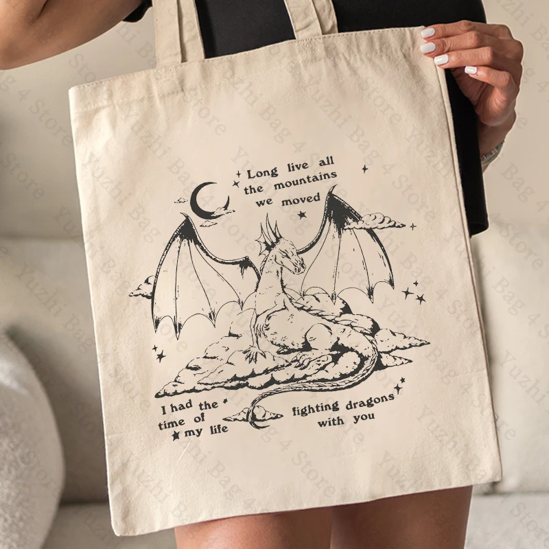 Swiftie Merch Midnight Album Tote Bag Women Canvas Bags Trend TS Version Shopping Bags Dragon Pattern Shoulder Bag Wholesale