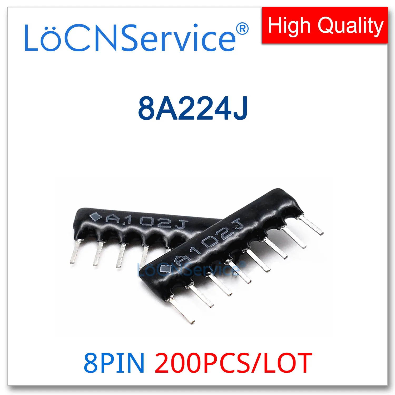 LoCNService 200PCS 8PIN Exclusion Network Resistor array DIP 8A224J 224 220K OHM A08 224JP