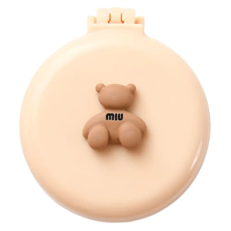 かわいい漫画の折りたたみ式エアバッグコーム、ポータブルミニクッションヘアブラシ、女性用ミラー付き、一体型マッサージコーム、軽量