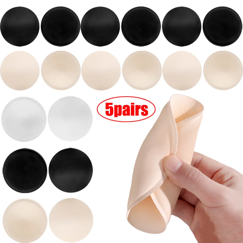 1/5pairs Round Sponge Bra Pads Push Up Breast Enhancer Removeable Bra Padding Inserts Cups for Swimsuit Bikini Padding Intimates