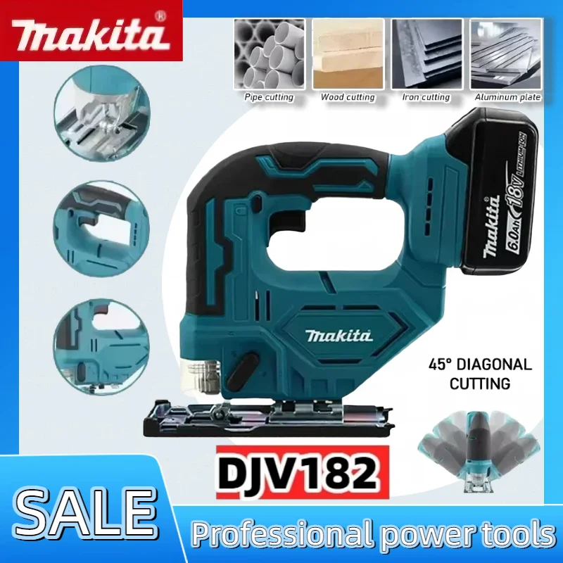 

Аккумуляторный лобзик Makita DJV182Z: 18В, 300Вт, 0-2700 об/мин, ход, ±45° ° Угловой резак для резки дерева, пластика и металла