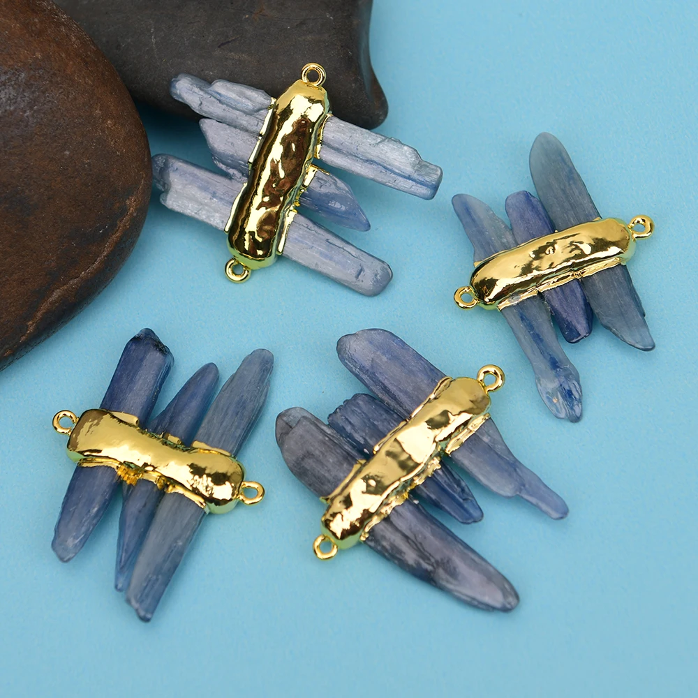 APDGG 5 Pcs Natural Blue Kyanite Connector Jewelry DIY