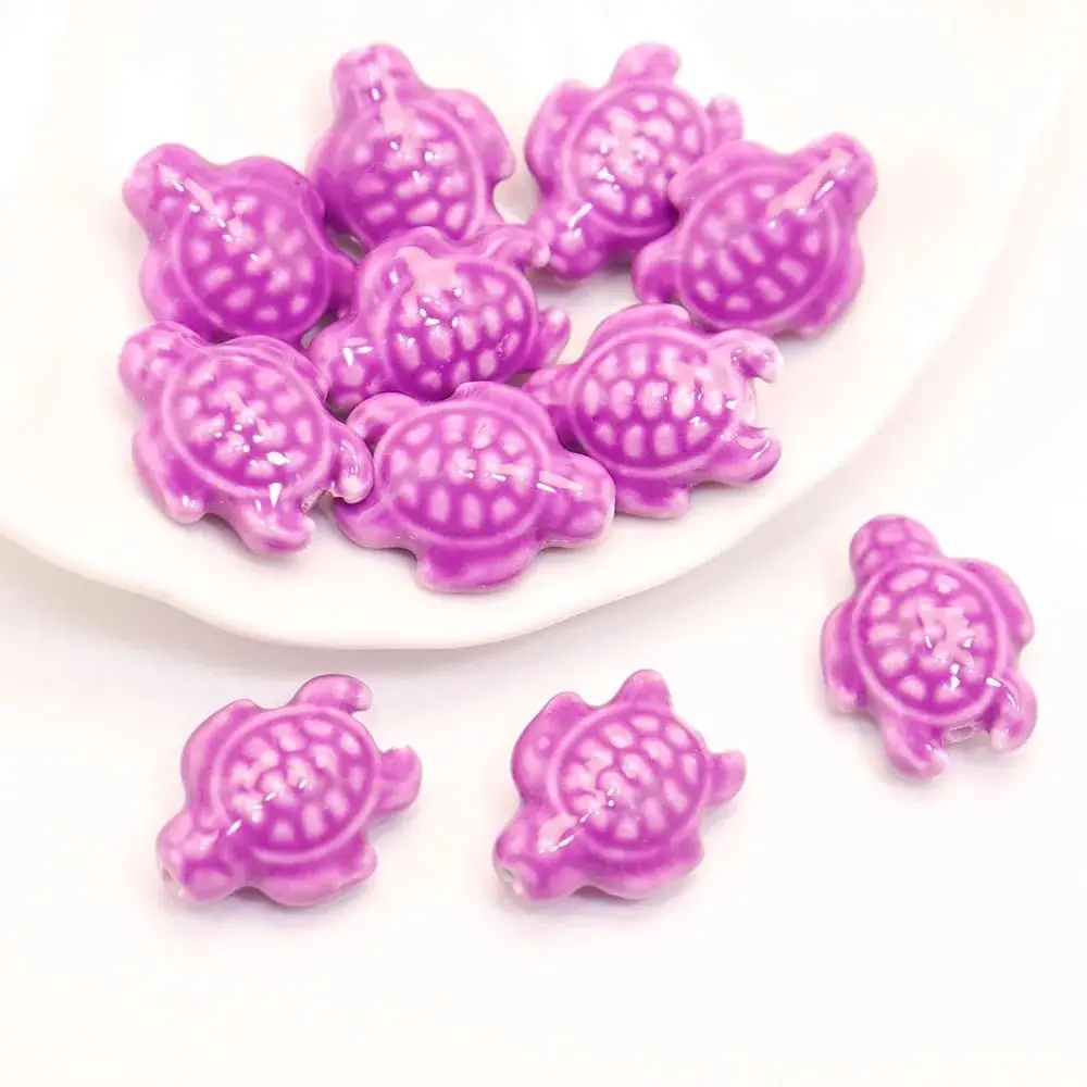 10pcs Handmade Craft Sea Turtle Bead Fresh Color Ceramic Ceramic Spacer Loose Beads Fashion Bracelet Making Kit