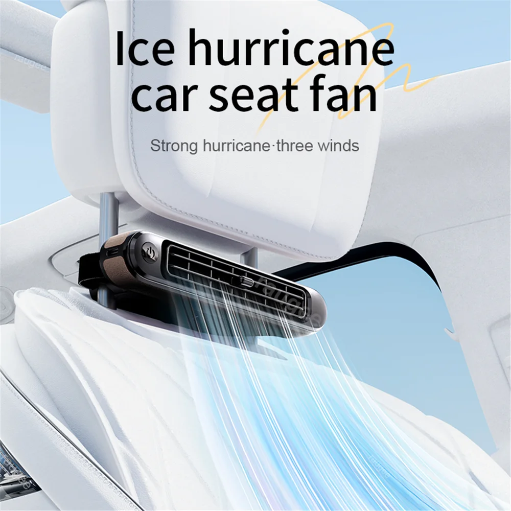 Portable Vehicle Fan Car Seat Cooling Fan USB Powerful 3 Wind Speeds Car Seat Backseat Fans for All Cars Vehicle Mini Turbo Fan