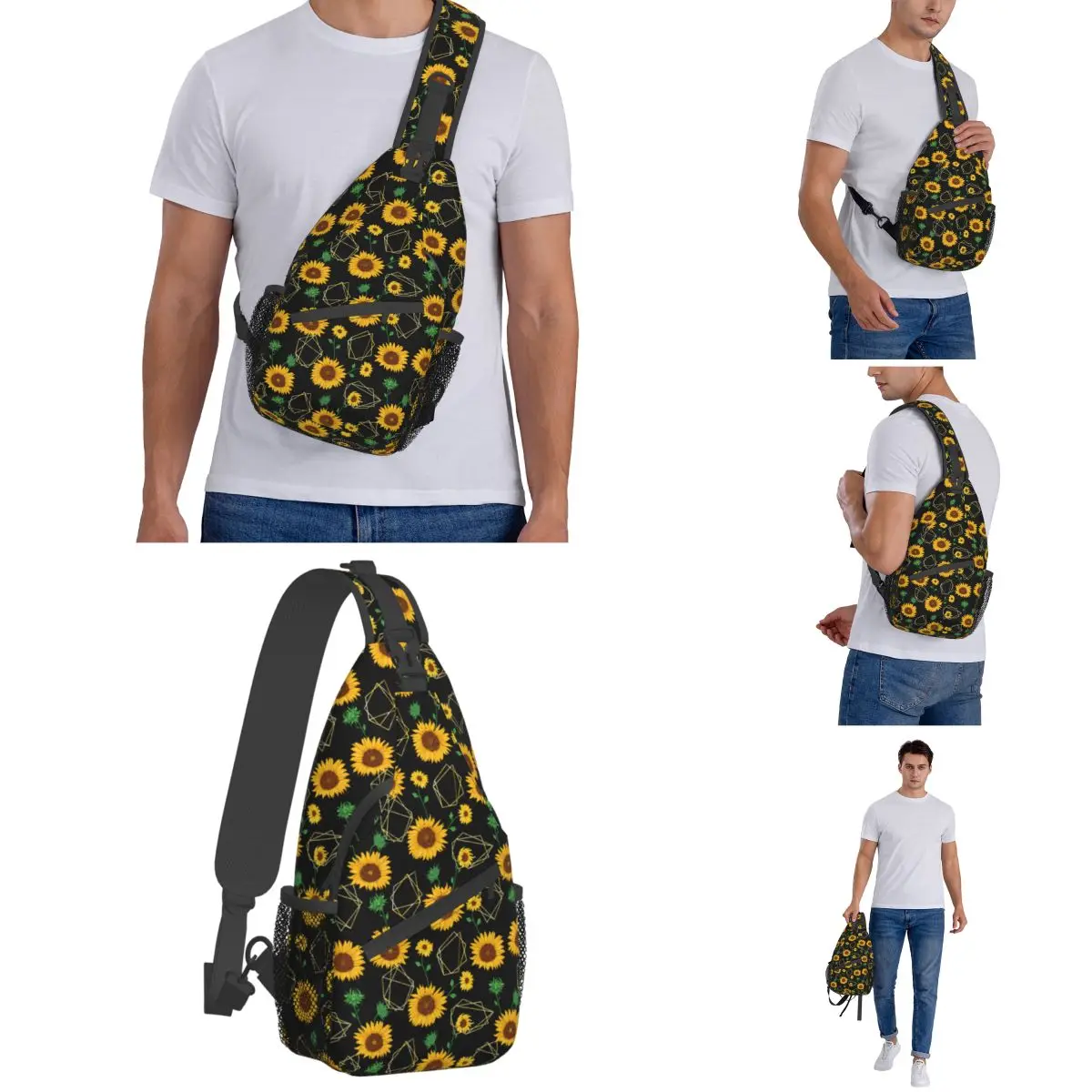 Mooie Zonnebloem Sling Tassen Borst Crossbody Schoudersling Rugzak Reizen Wandelen Daypacks Briljante Zonnebloem Cool Bag