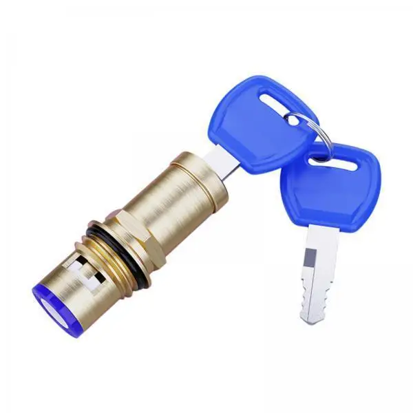 Copper Faucet Lock Cylinder Brass Valve Lock Core Secure Water Tap Management with Keys for Outdoor Garden and Laundry Use