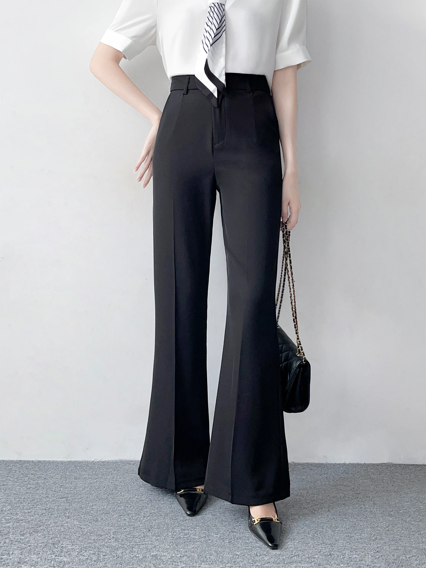 

High Waist Flared Pants Women's Suit Pants Bla Interview Commute Sle Slimming Long Trousers Profional Casual Pants