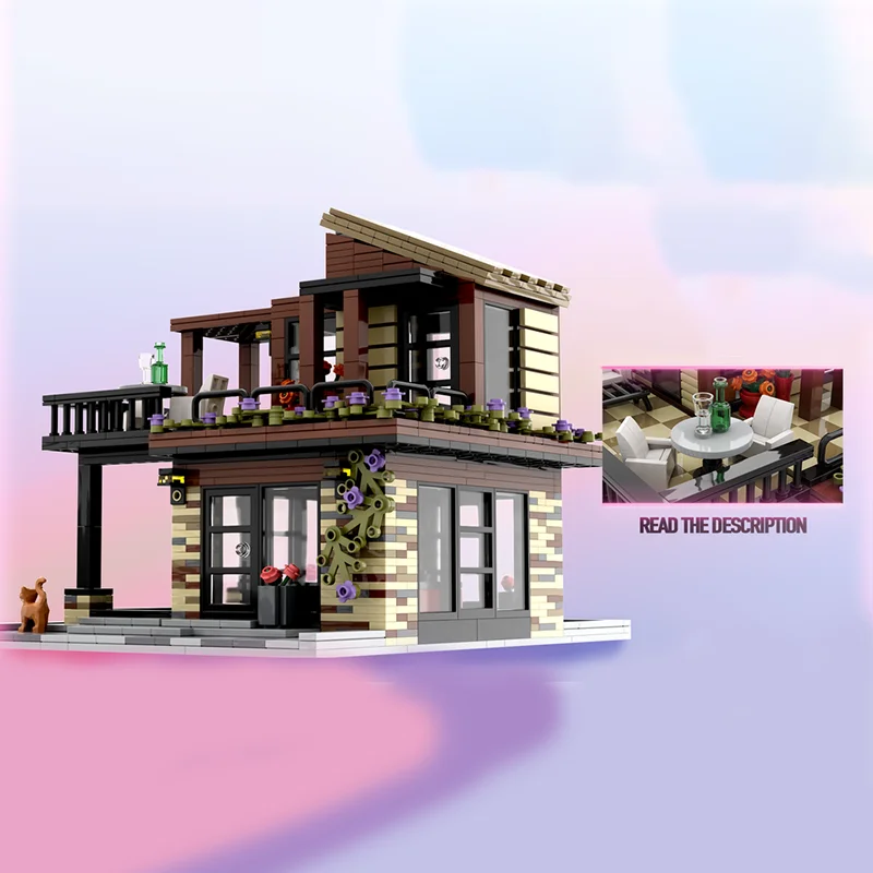 Moc High Tech Modern Custom House Modular City Building Building Blocks DIY Creativity Assembly Bricks Toys Kids Christmas Gifts