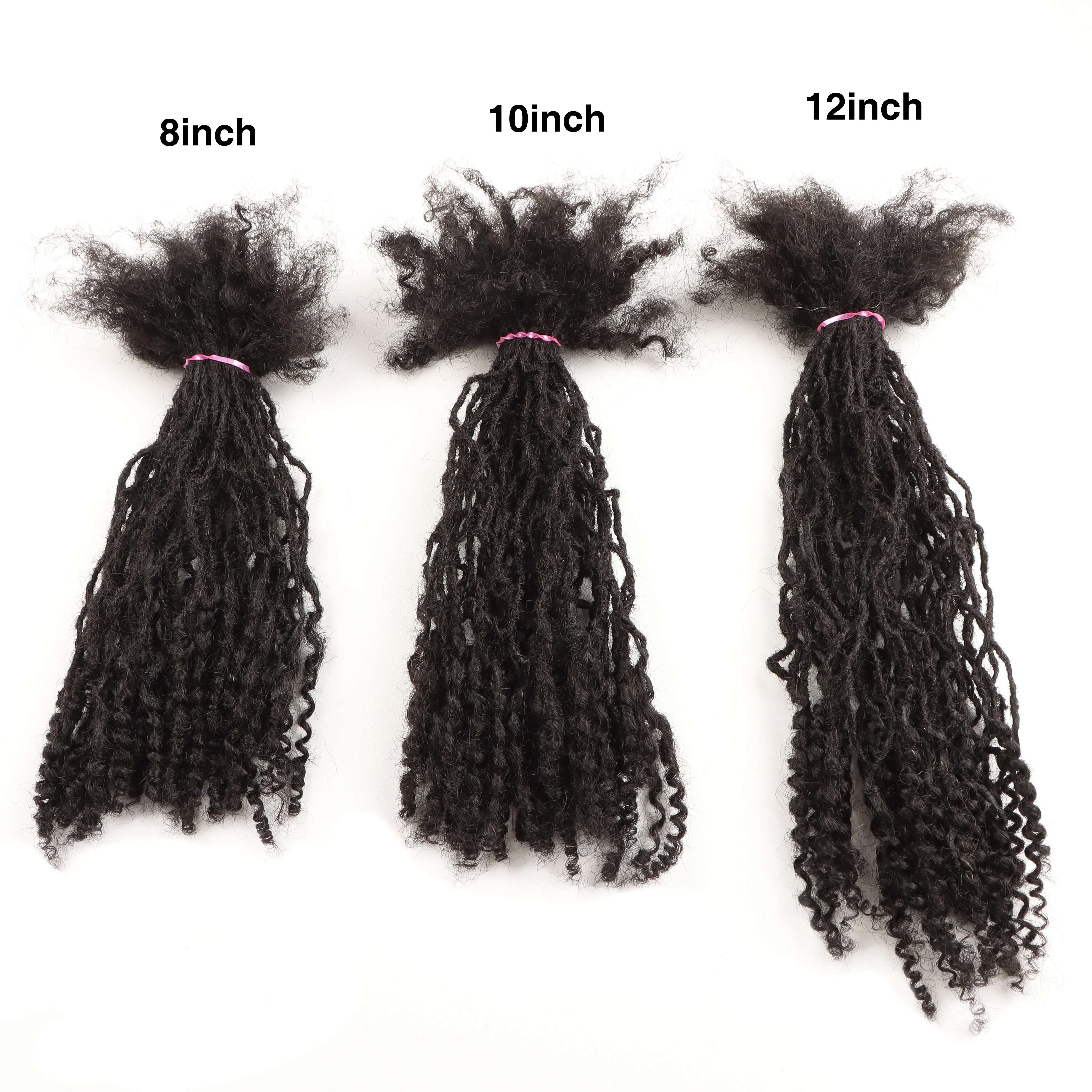 AHVAST-Inter Locs Dreadlocks with Curly Ends 0.2cm,  10 inches 40strands/lot,100% Human Hair, Dreads Loc Extension, Wholesale