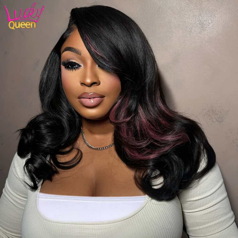 13x6 13x4 Hd Lace Front  Human Wig For Women Highlight Pink Purple 14A Upgrade Real Human Hair  Pre Plucked Body Wave Glueless