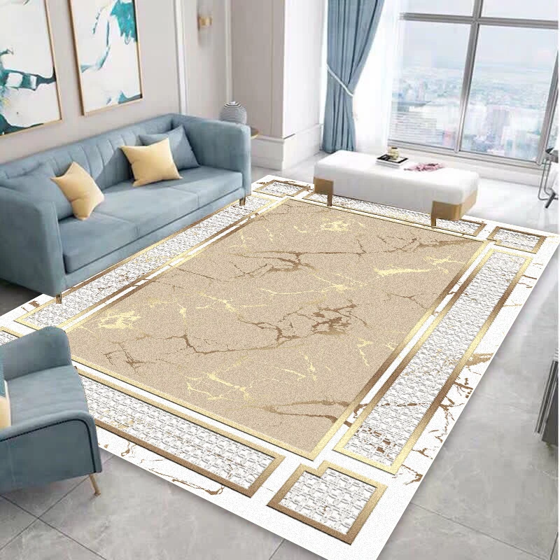 Golden Luxury Style Carpets for Living Room Decoration Home Sofa Area Rugs for Bedroom Cloakroom Anti-slip Floor Mats Washable