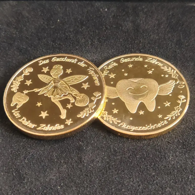 1A replica coin New Elf Gold-Plated Commemorative Coin Small Gift Tooth Fairy Coin Toy game coins Home Cooking Reward Gift
