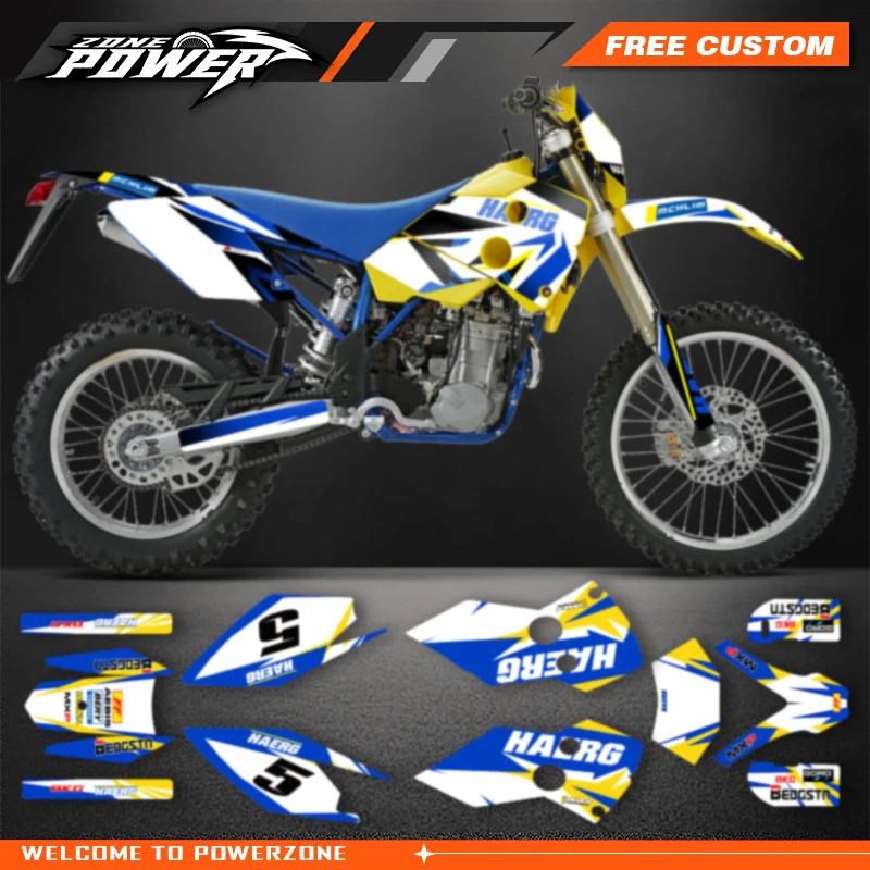 Powerzone Sticker Number Name Custom Motorcycle Fairing Graphics Adhesive  for Husaberg FE 2001 2002 2003 2004 2005 TE