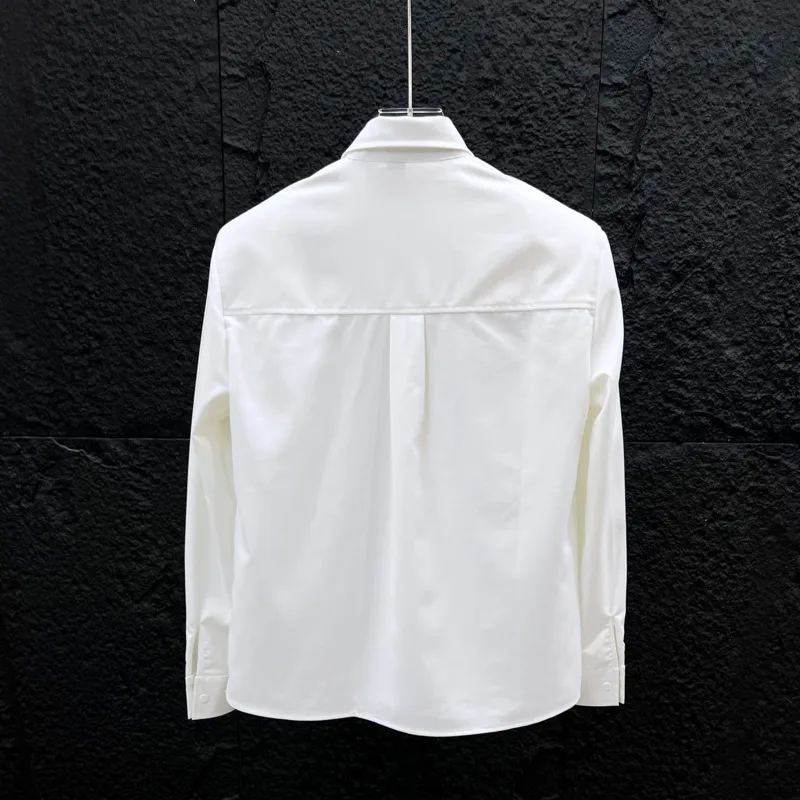 WVGA Spring Autumn New Man Niche Trendy Badge-decorated Long Sleeve Shirts Chic Casual Korean-style Turn-Down Collar Tops W22613