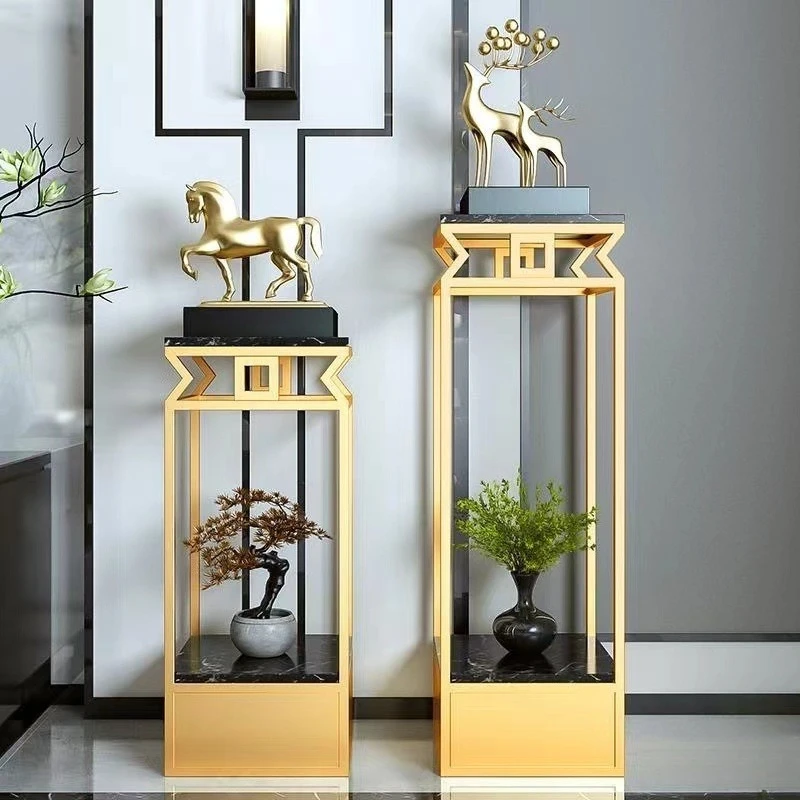 Floor-standing wrought iron balcony flower stand golden simple living room indoor bonsai decoration pothos floor-to-ceiling mult