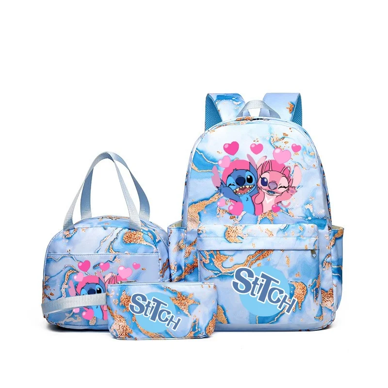 3Pcs Lilo & Stitch Anime Print Backpack Set, With Tote and Pouch, Large Capacity Lightweight And Breathable Outdoor Knapsack