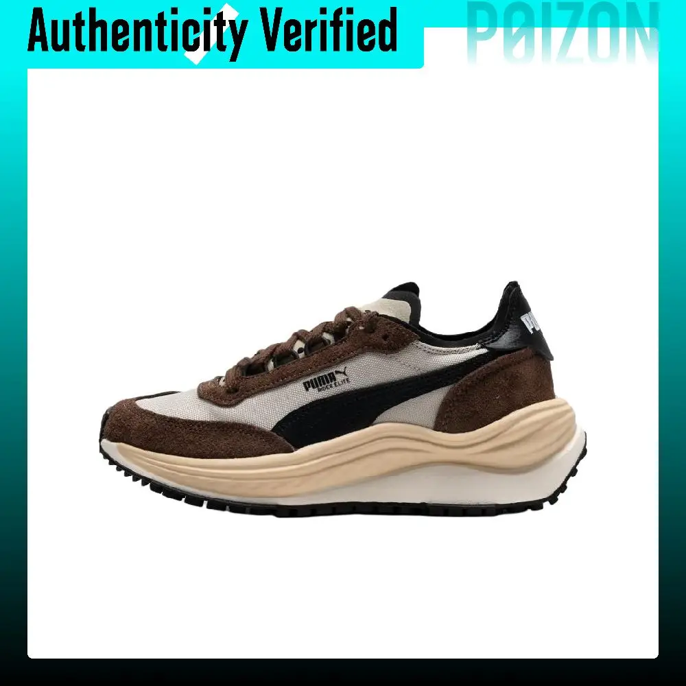 PUMA RIDER ELITE Textile, Artificial Leather Abrasion Resistant Breathable Low top Casual Shoes Unisex Brown Black 403301-01
