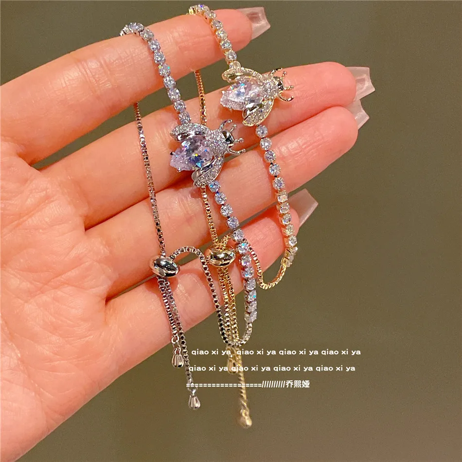 Bee Design Bracelets for Women Shine Zirconia 18K Gold Plated Fashion Jewelry Party Daily Accessories