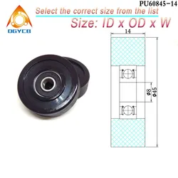 1pcs 95A High Hardness 8x45x14 mm PU Rubber Pulley With 608 Bearing PU60845-14 45 mm Diameter Plastic Bearing Urethane Roller