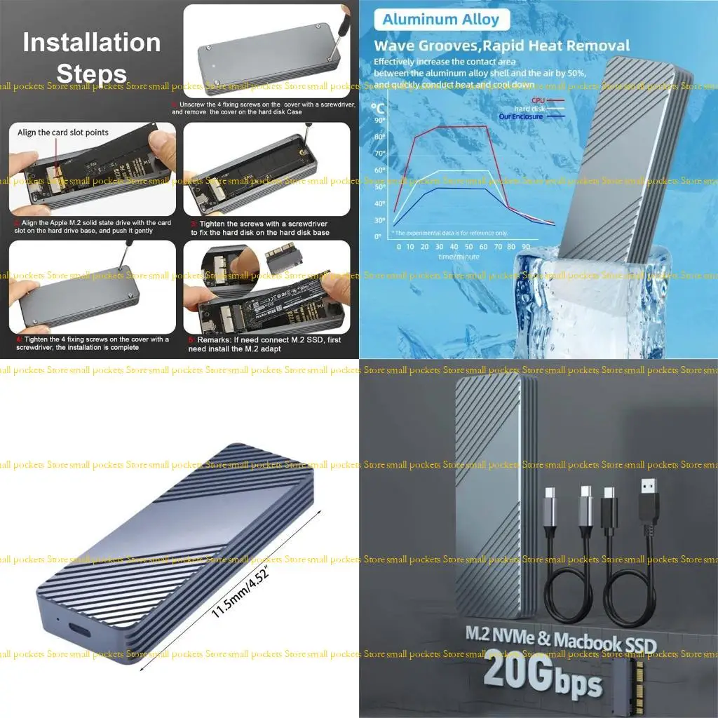 

R1WD NVME SSD корпуса с двойным портоколом PCIE NVME AHCI ADAPTER 20 Гбит / с USB 3.2 GEN-2 USB C Внешнее ящик для A1466