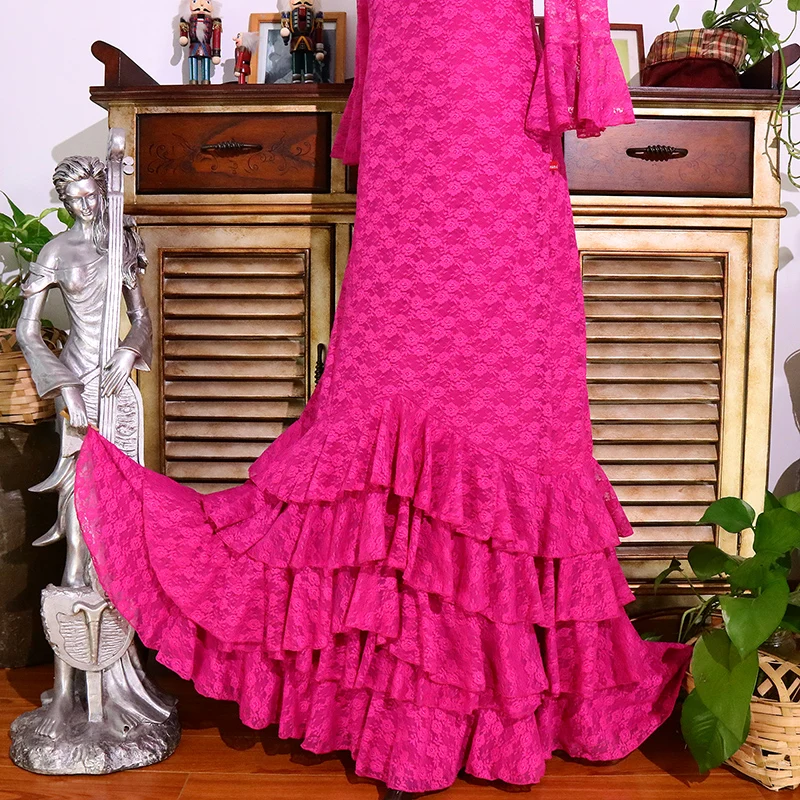 Robe de dentelle con cuello en V más vendido de Flamengo Original de práctica españolaGG02