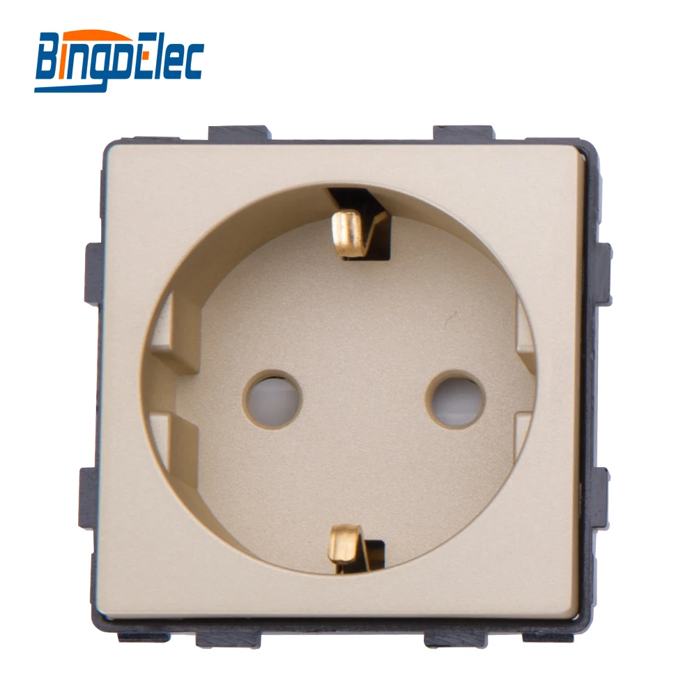 Bingoelec EU Standard Safety 45*45mm Glass Panel Wall Power Socket Outlet DIY Parts Module 250V 16A