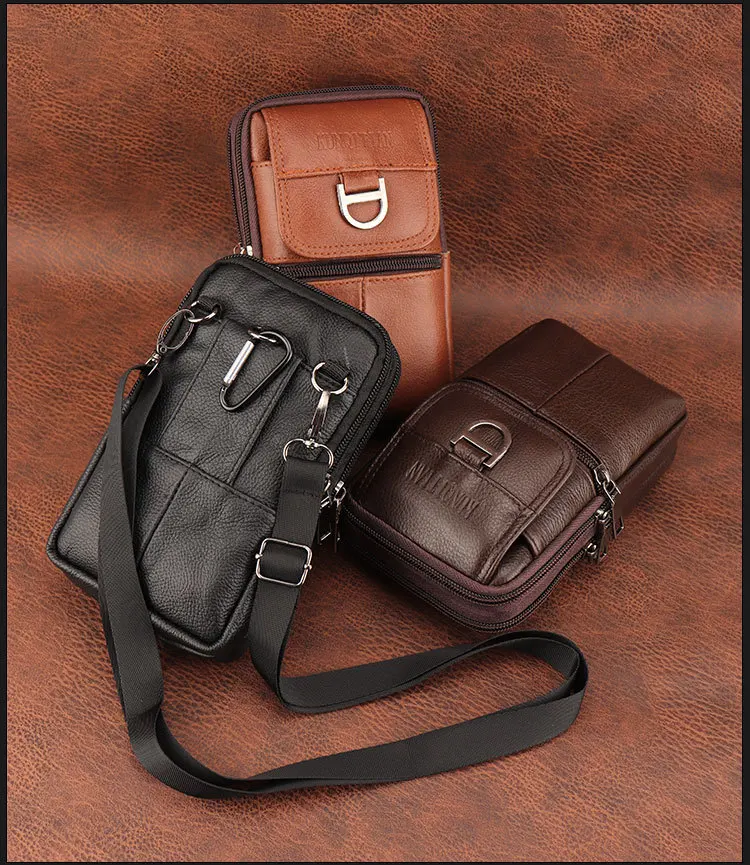Herren-Leder-Gürteltasche - Große Kapazität Handy-Gürteltasche - Outdoor-Arbeitsrucksack, Sport-Wandertasche Tragbare Umhängetasche – Detail 19