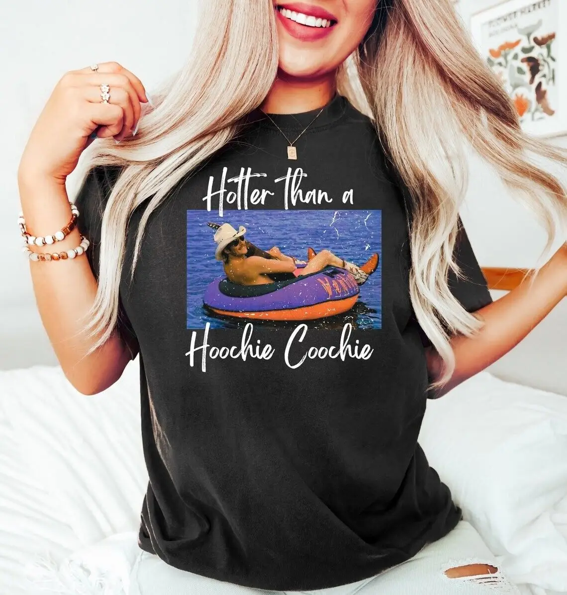 Hotter Than A Hoochie Coochie Shirt, Womens Summer Vacation T-shirt