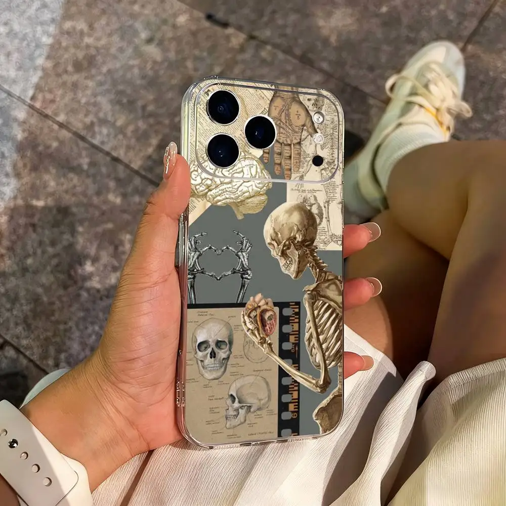 حافظة هاتف تشريح الإنسان للفن الطبي لهاتف آيفون 14,13,12,11,17,16,15,Pro,Max,Plus,X,XS,XR,SE,غطاء ناعم شفاف صغير