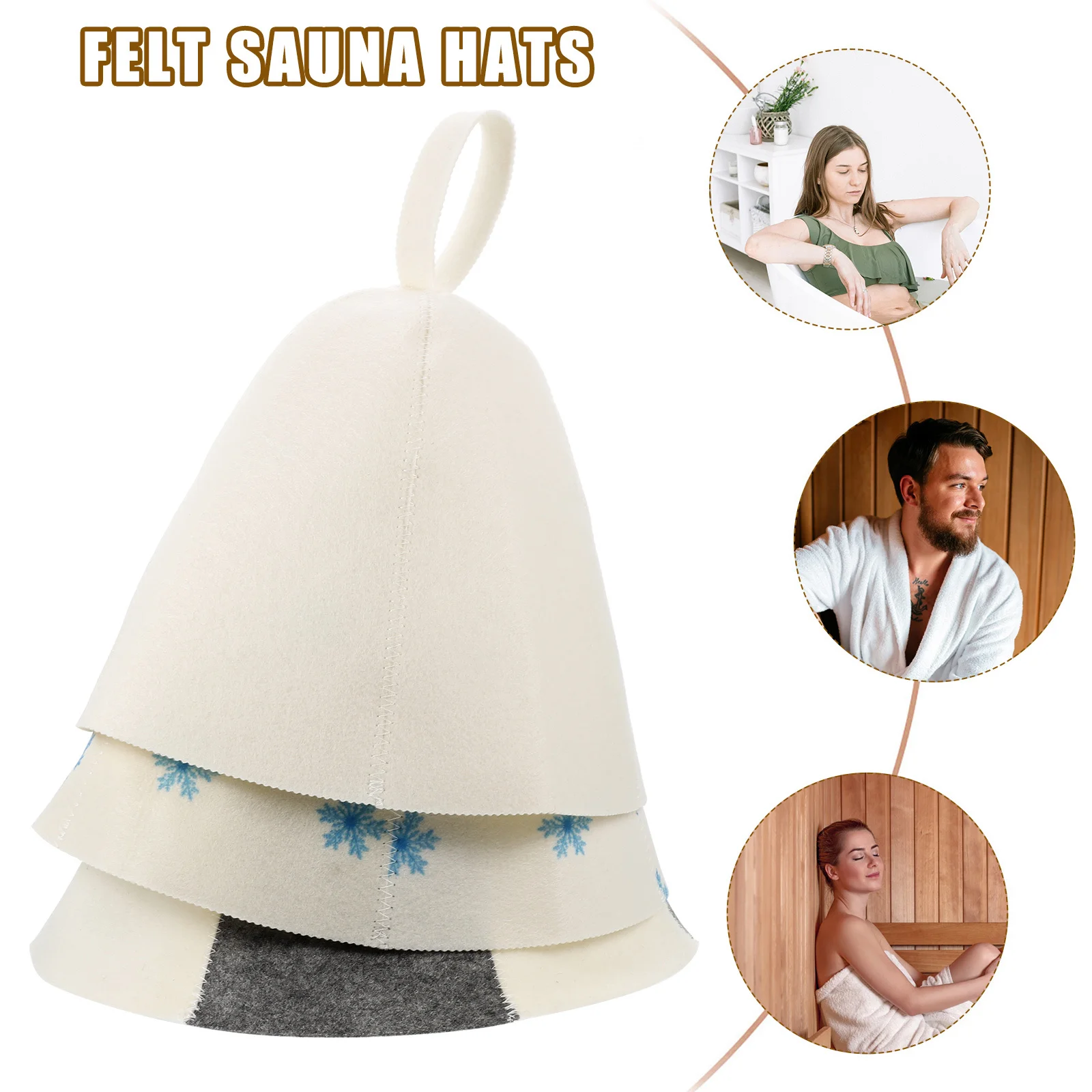 

3Pcs Breathable Sauna Hat Thick Felt Bath Cap Lightweight Portable Head Cover for Sauna Home Use Bathing Hat