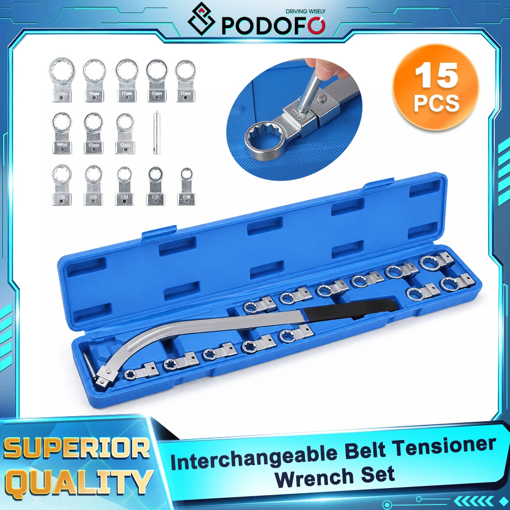 Podofo Universeller Hilfs-Zahnriemen-Spannrollenschlüssel-Satz 12-19mm Torx E10 E12 E14 E16 E18 für die Reparatur- und Wartungsarbeiten der meisten Fahrzeuge.
