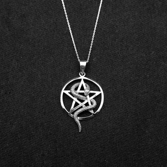 

15pcs gothic Celtic serpent Pentacle Pendant Necklace Occult Wiccan Witch Star Serpent Charm Necklace