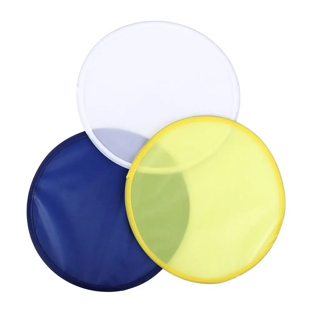 Collapsible Solid Color with Pocket Round for Outdoor Summer Child Toy Folding Fans Circular Fan Flying Disk