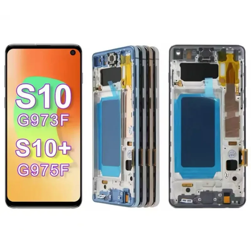 samsung-galaxy-s10、s10-plus（モデル番号：g973、g975）用lcdタッチスクリーン一体型ユニット。携帯電話の画面交換用部品。