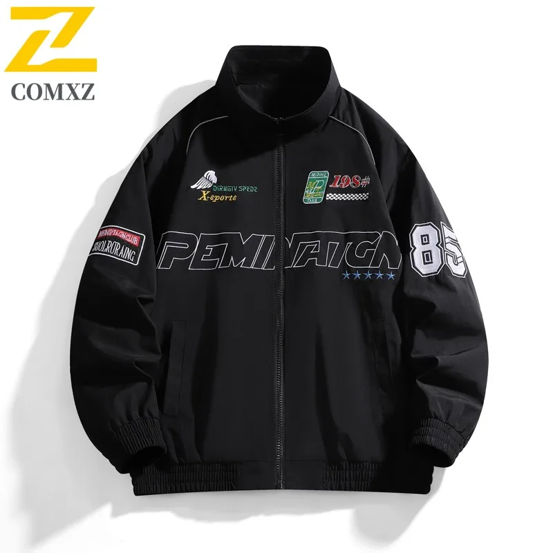 

COMXZ Повседневная мужская куртка с воротником-стойкой, удобное мотоциклетное пальто для пешего туризма, городская уличная мода, легкая осенняя новая одежда