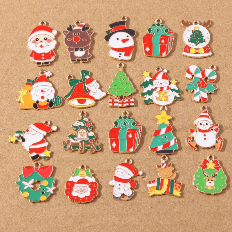 

10pcs New Christmas Charms Snowman Santa Claus Pendants for Jewelry Making Necklace Earrings Bracelet DIY Accessories Supplies