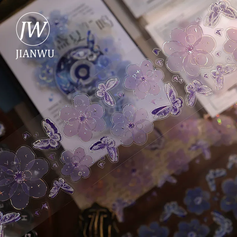 JIANWU 60mm*5m Vintage Butterfly Flower Landscape Material Collage Scrapbooking PET Tape Creative DIY Journal Stationery