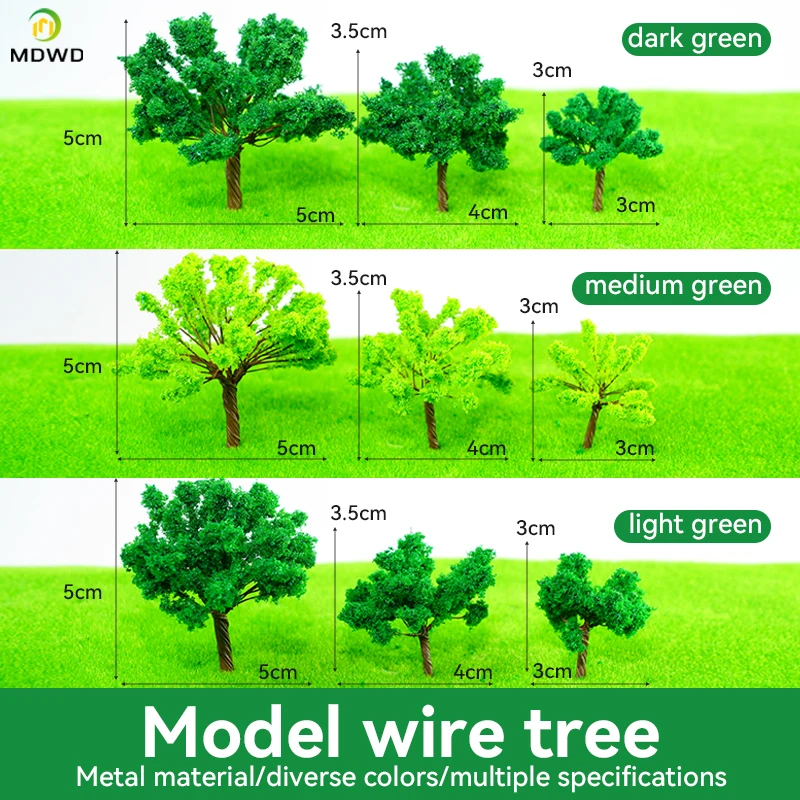 3cm 4cm 5cm Minature Wire Green Tree For Train Diorama DIY Building Decoration Layout