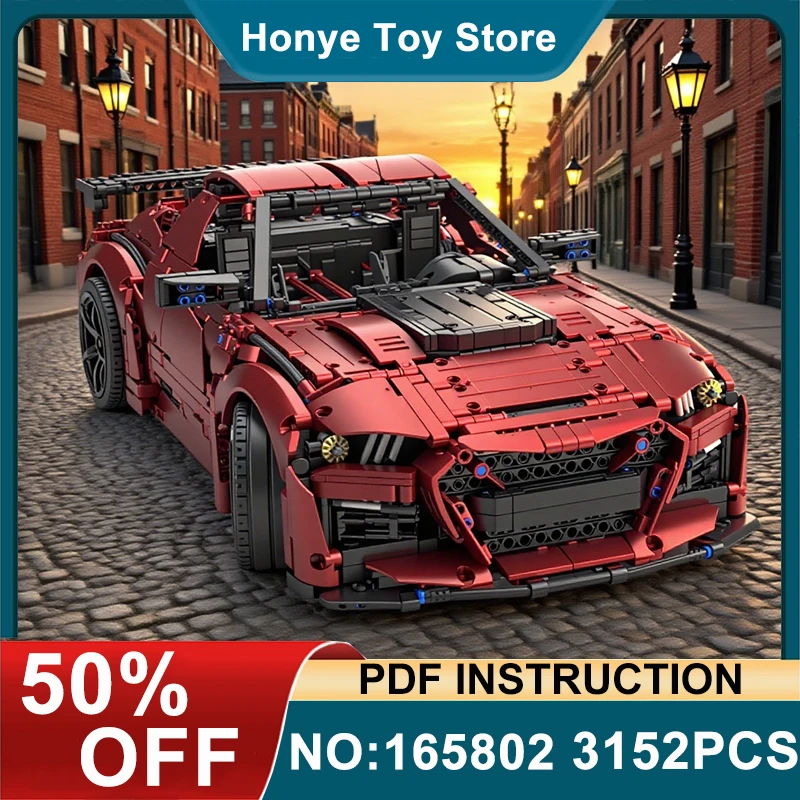 

Luxury Technical Metallic Red Plating Super Sports Car 1:8 Custom MOC 165802 Buidling Block Brick Puzzle DIY Toys Chrismas Gifts