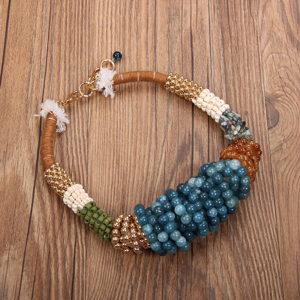 Fashion Exaggerated Individual Beaded Necklace Women Girl Trendy Vintage Wedding Party Jewelry