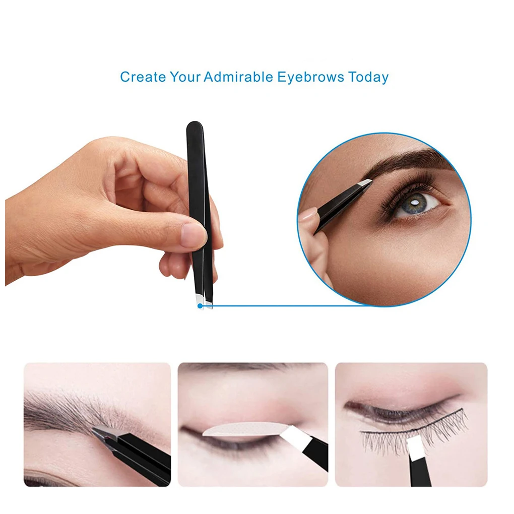 

4Pcs Eyebrow Tweezers Slant Tip Makeup Tool Lightweight Kit Household