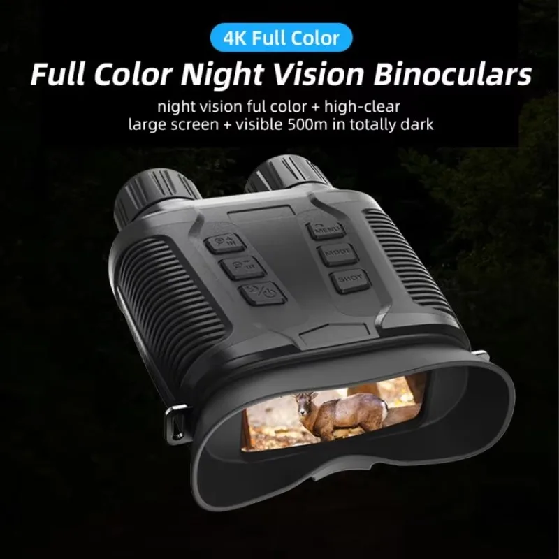 Full-Color Night Vision Binoculars Digital Infrared Telescope with 10X Optical Zoom Large Screen Waterproof Outdoors Telescopes