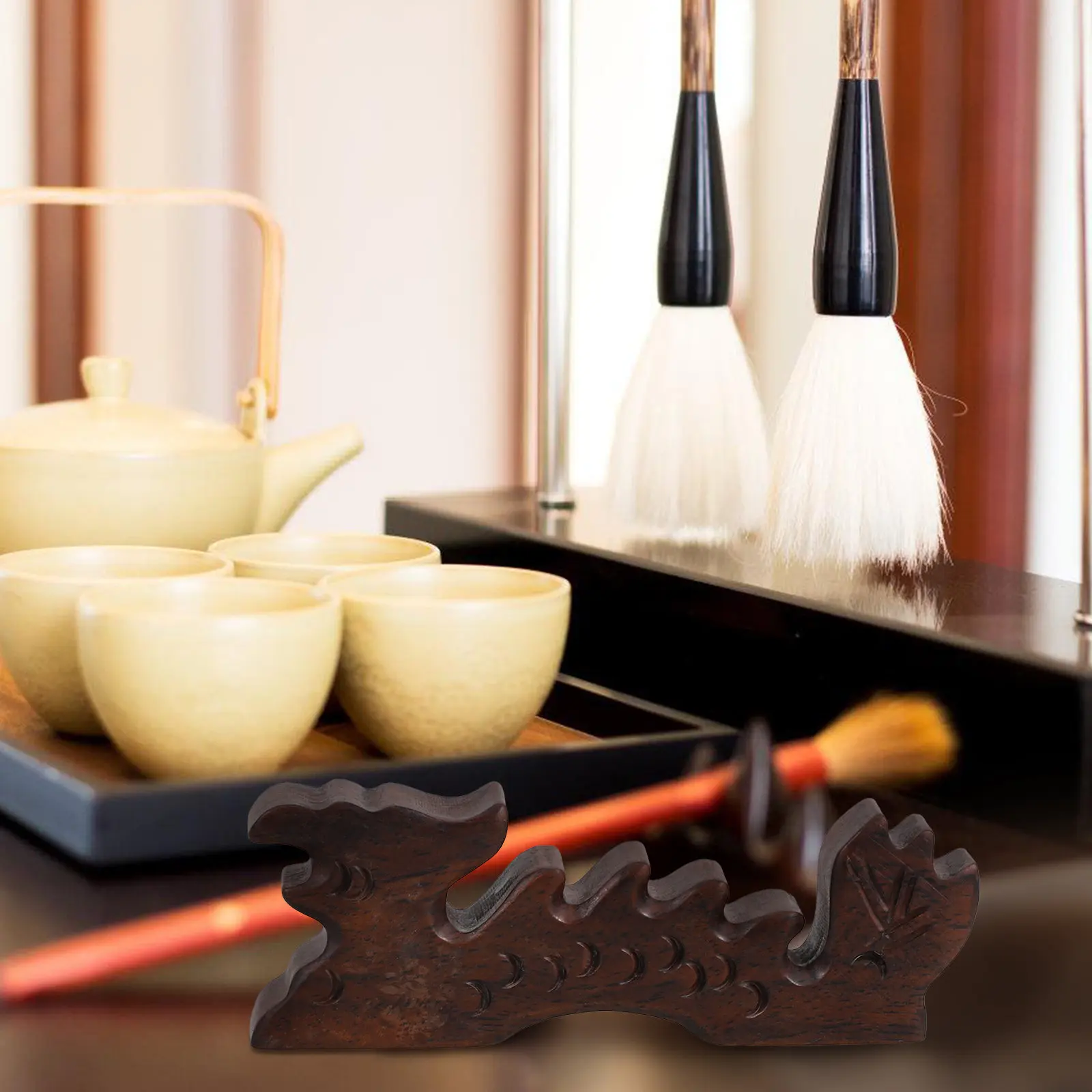 

Деревянная подставка для ручек и каллиграфических кистей для стола, держатель для инструментов для письма и рисования, подставка для кистей в винтажном стиле, декор для дома и офиса