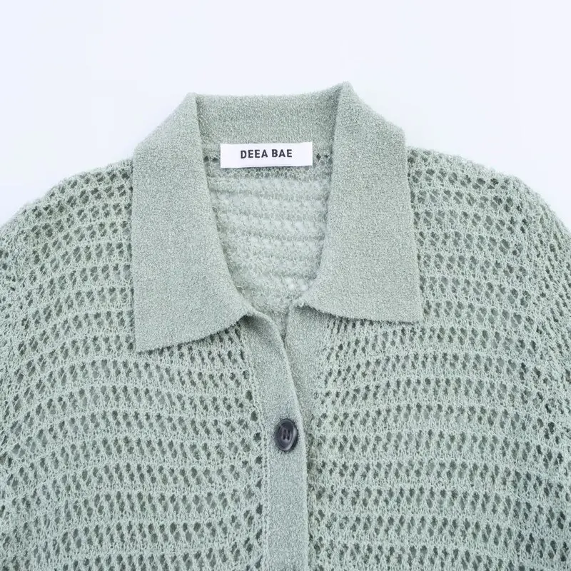 2025 Summer New Women's Faion  Ne Knitted irt Patchwork Versatile Sle Long Sve Commute Sle Regular Length