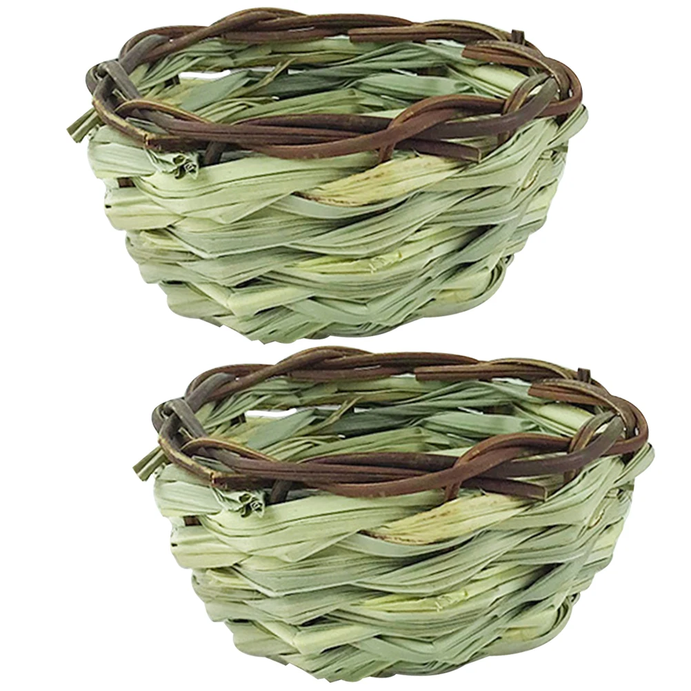 

2Pcs Straw Bird Nests 10x6cm Woven Parrot Breeding Natural Material Strong Breathable Indoor Outdoor Pet Supplies